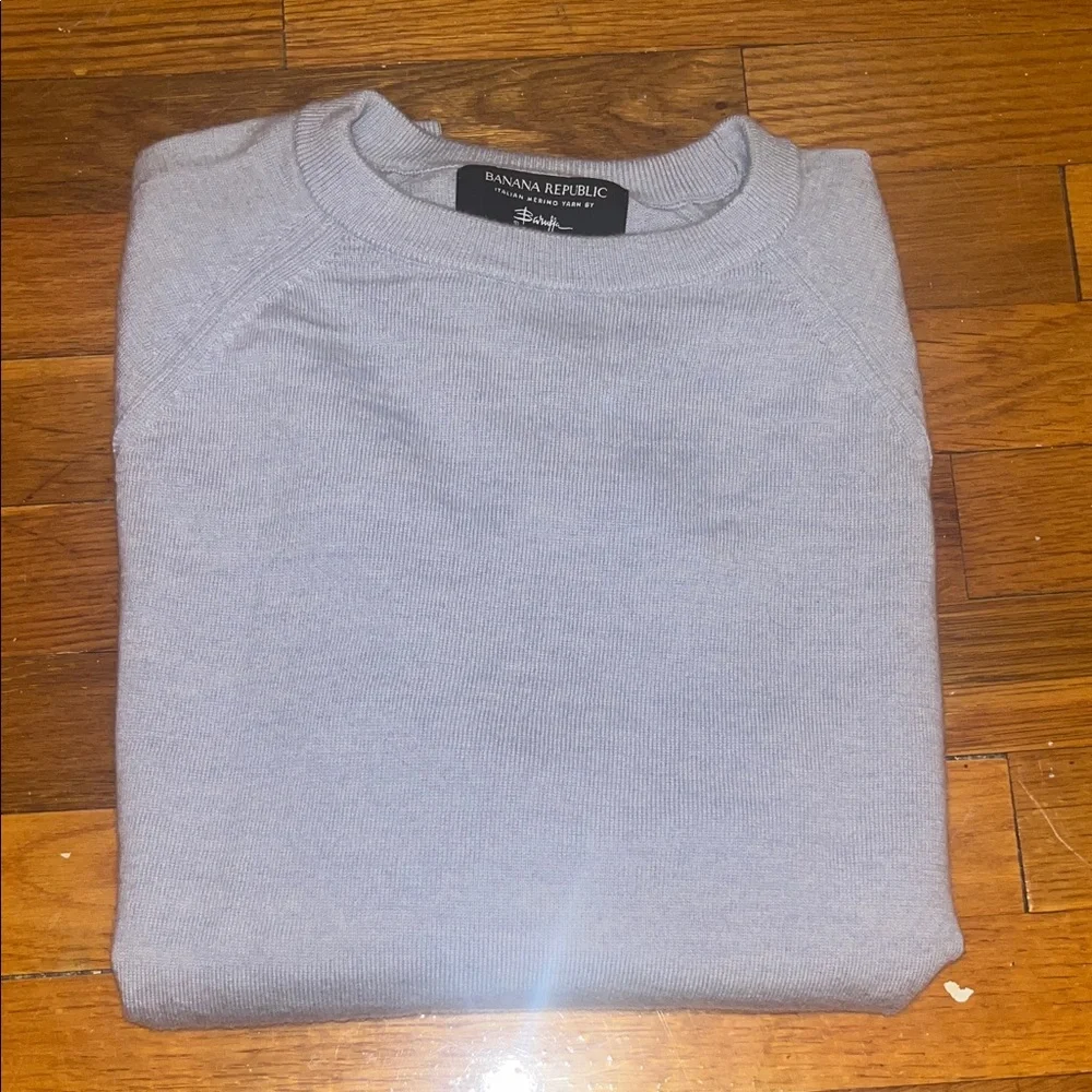 🌴⭐️ Banana Republic Men's Soft Blue Merino Wool Crewneck Sweater - EUC